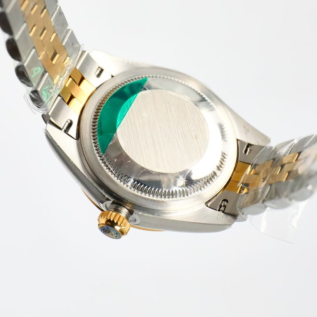 LADY -Yellow -Rhinestone bezel- 904L Steel -Automatic - 28mm