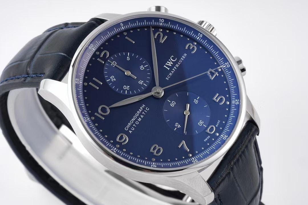 Chronograph -Blue- White Silver- Blue Leather - Automatic 69355 - 41mm