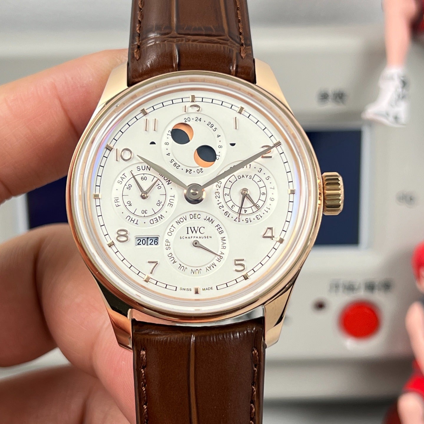 White Yellow gold -Per Calendar - Brown Leather - Automatic - 41mm
