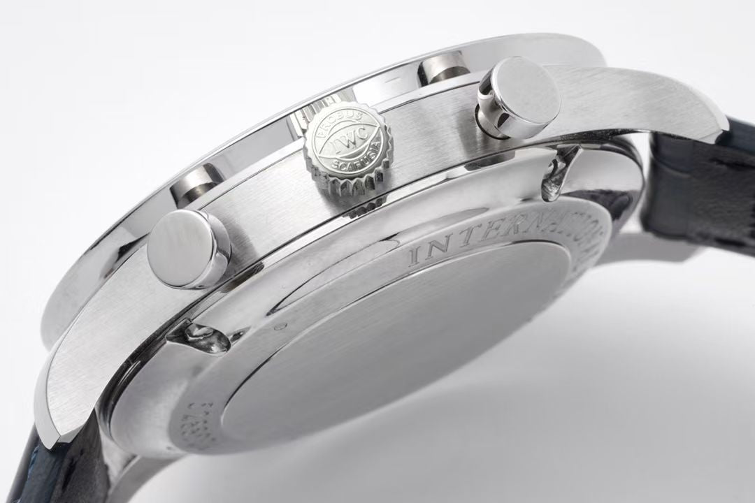 Chronograph -White Silver - Black Leather - Automatic 69355 - 41mm