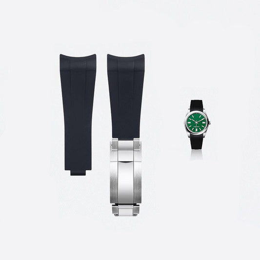 Black Rubber Strap with Silver clasp for OP 41mm