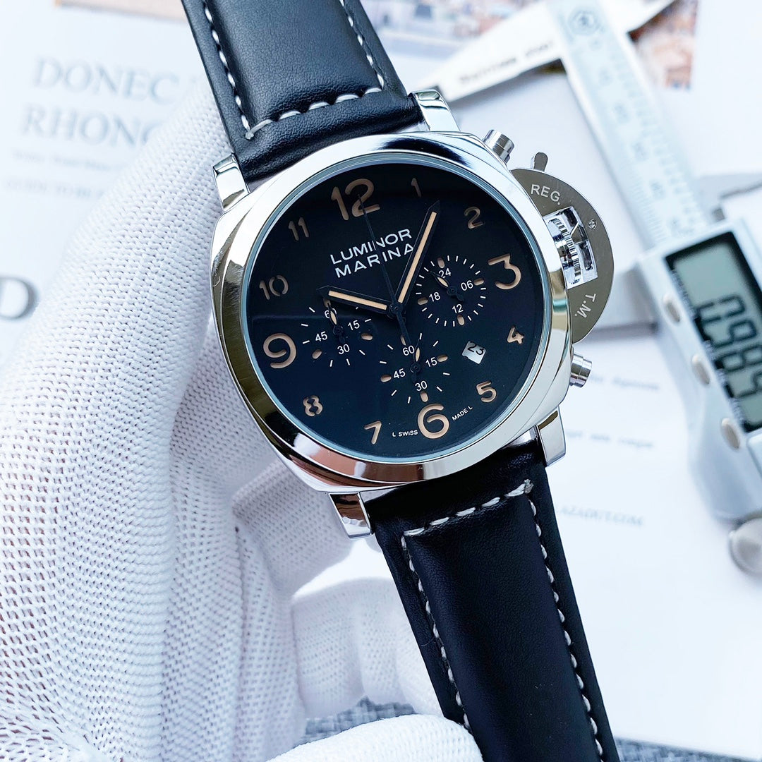 Chronograph - Silver - Darkblue Rubber - Quartz - 50mm