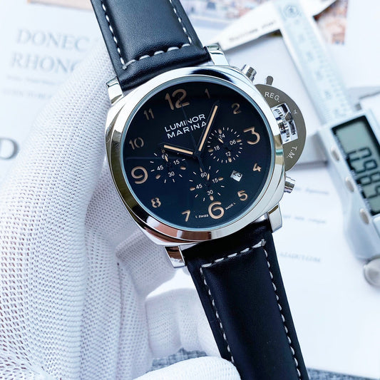 Chronograph - Silver - Darkblue Rubber - Quartz - 50mm