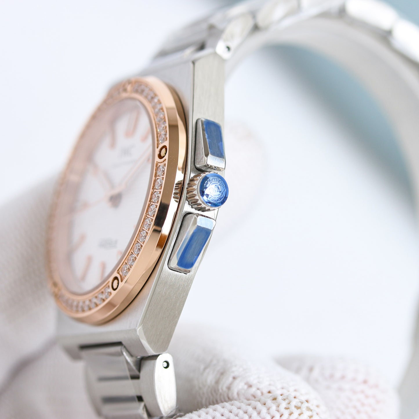 LADY -White -Rhinestone bezel- Silver 904L Steel - Automatic -35mm