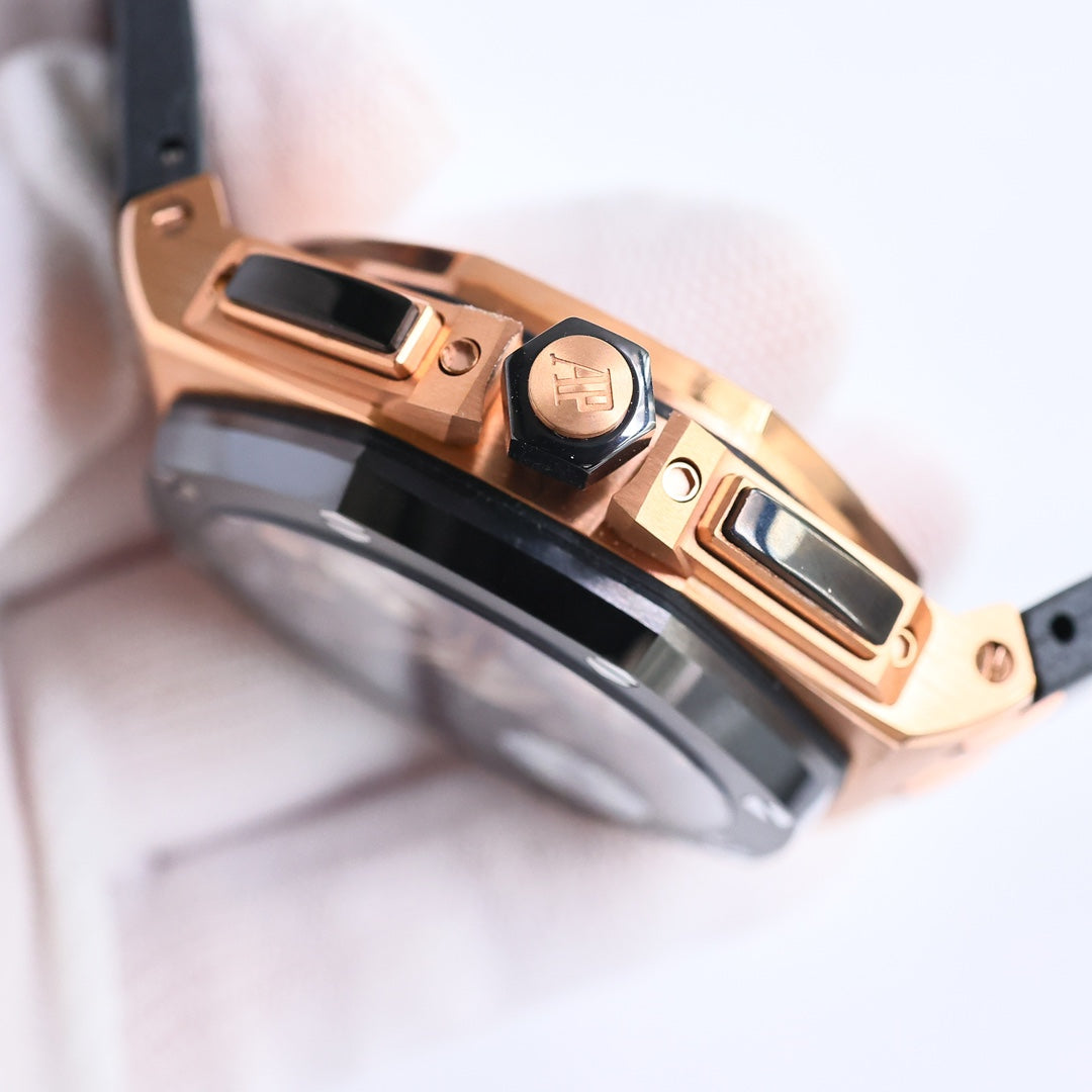 TOP! Yellow Gold Ceramic Bezel - Black Rubber - Automatic - 43mm