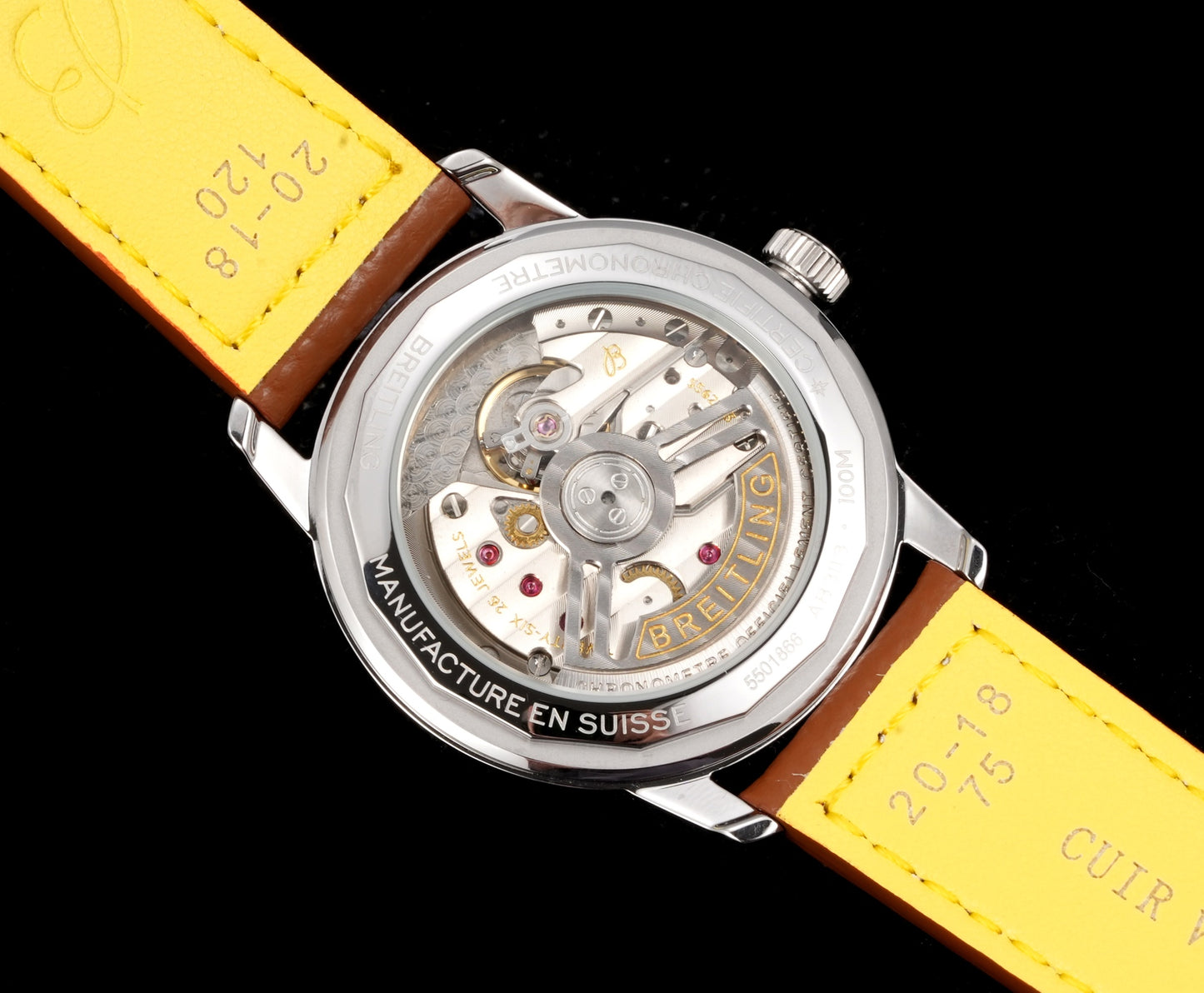 White Blue - Silver 904L Steel -Orange Leather- Automatic - 38mm