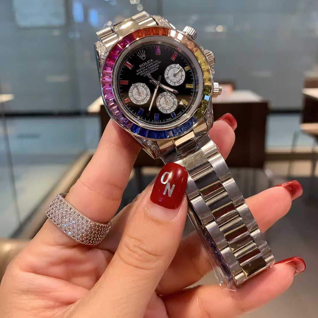 Chronograph -Rainbow Dial Luxury- 904L Steel Watch -Quartz- 40mm