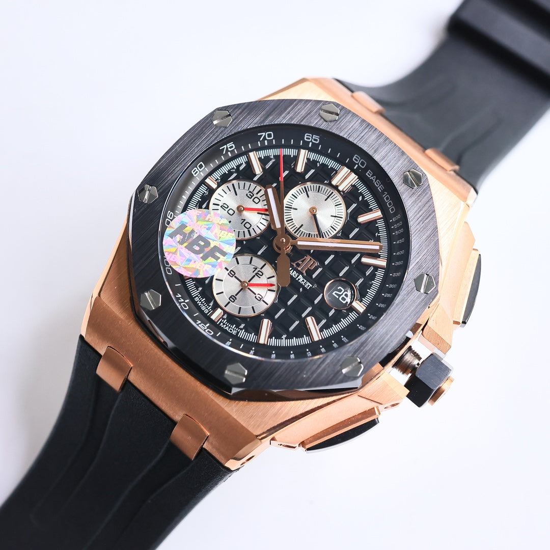 TOP! Yellow Gold Ceramic Bezel - Black Rubber - Automatic - 43mm