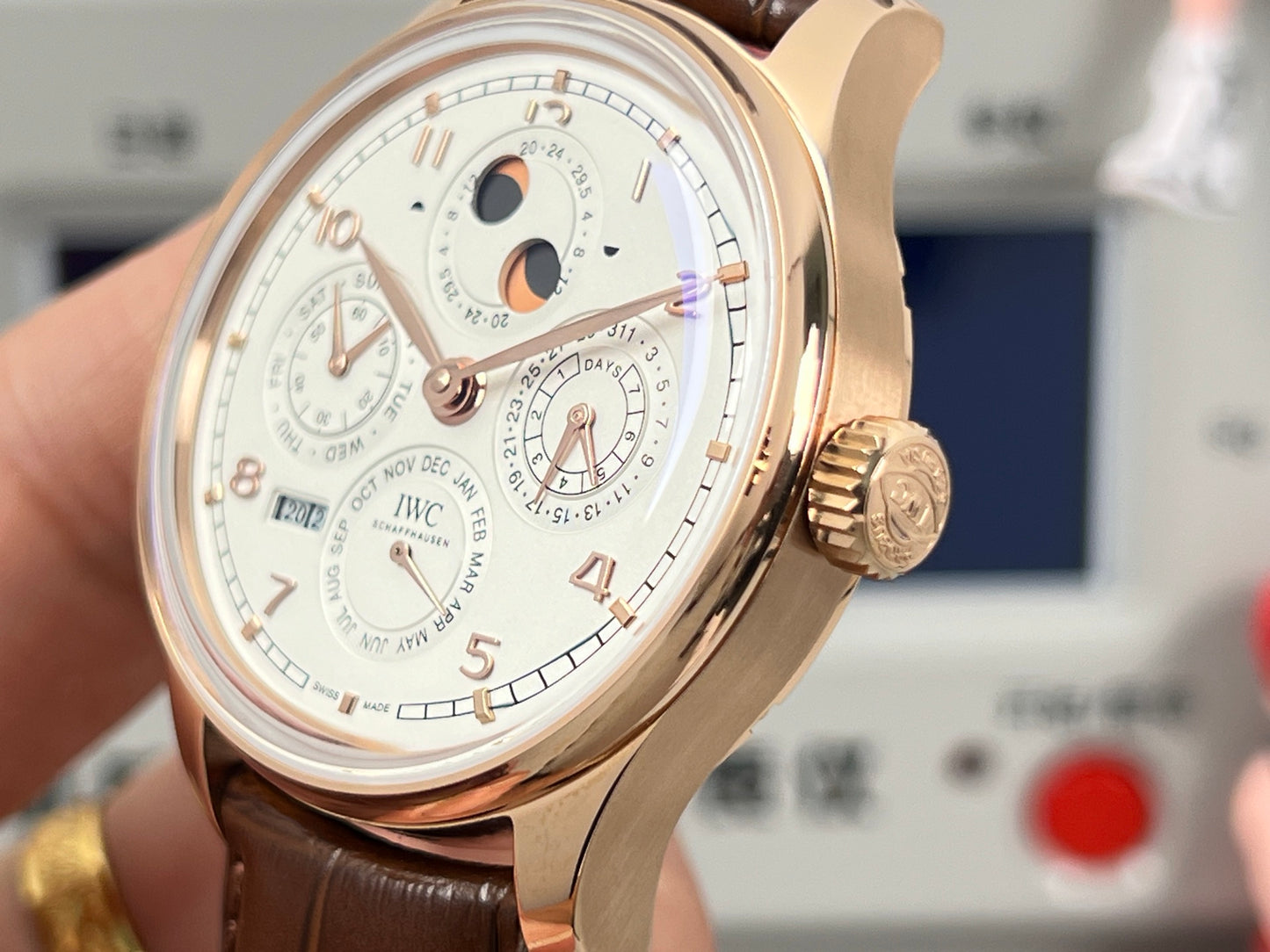 White Yellow gold -Per Calendar - Brown Leather - Automatic - 41mm