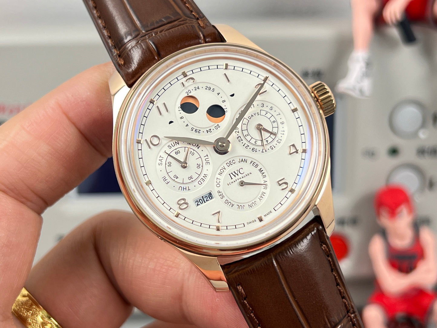 White Yellow gold -Per Calendar - Brown Leather - Automatic - 41mm
