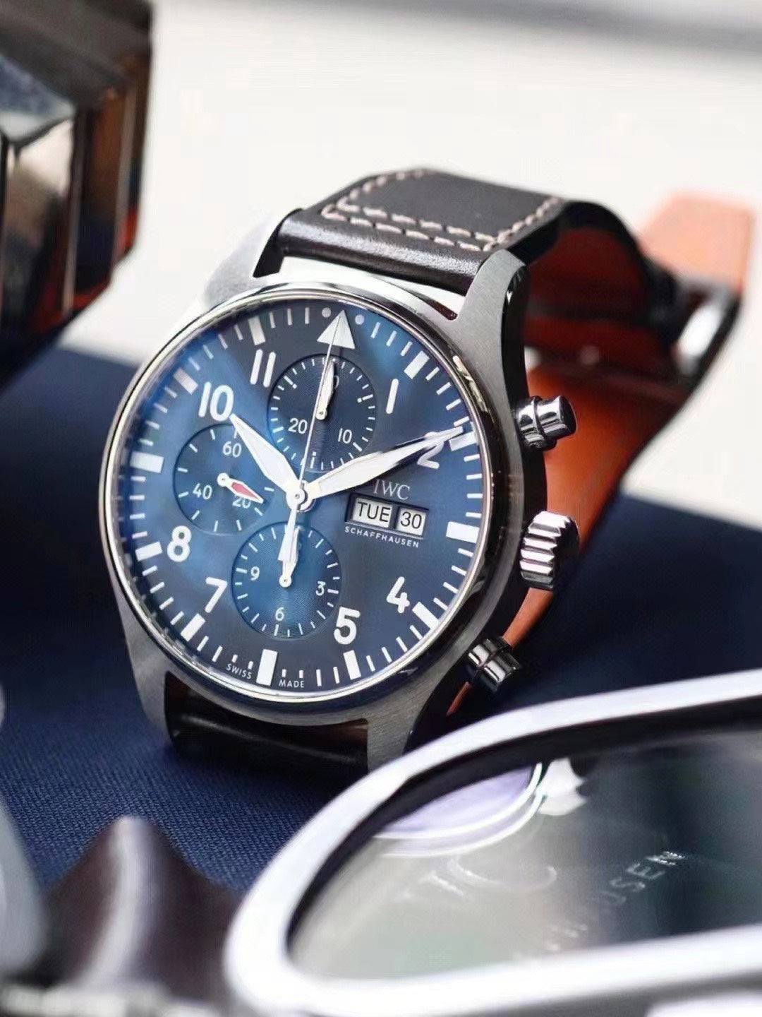 Chronograph -IW377714- Blue Silver - Brown Leather - Automatic - 43mm