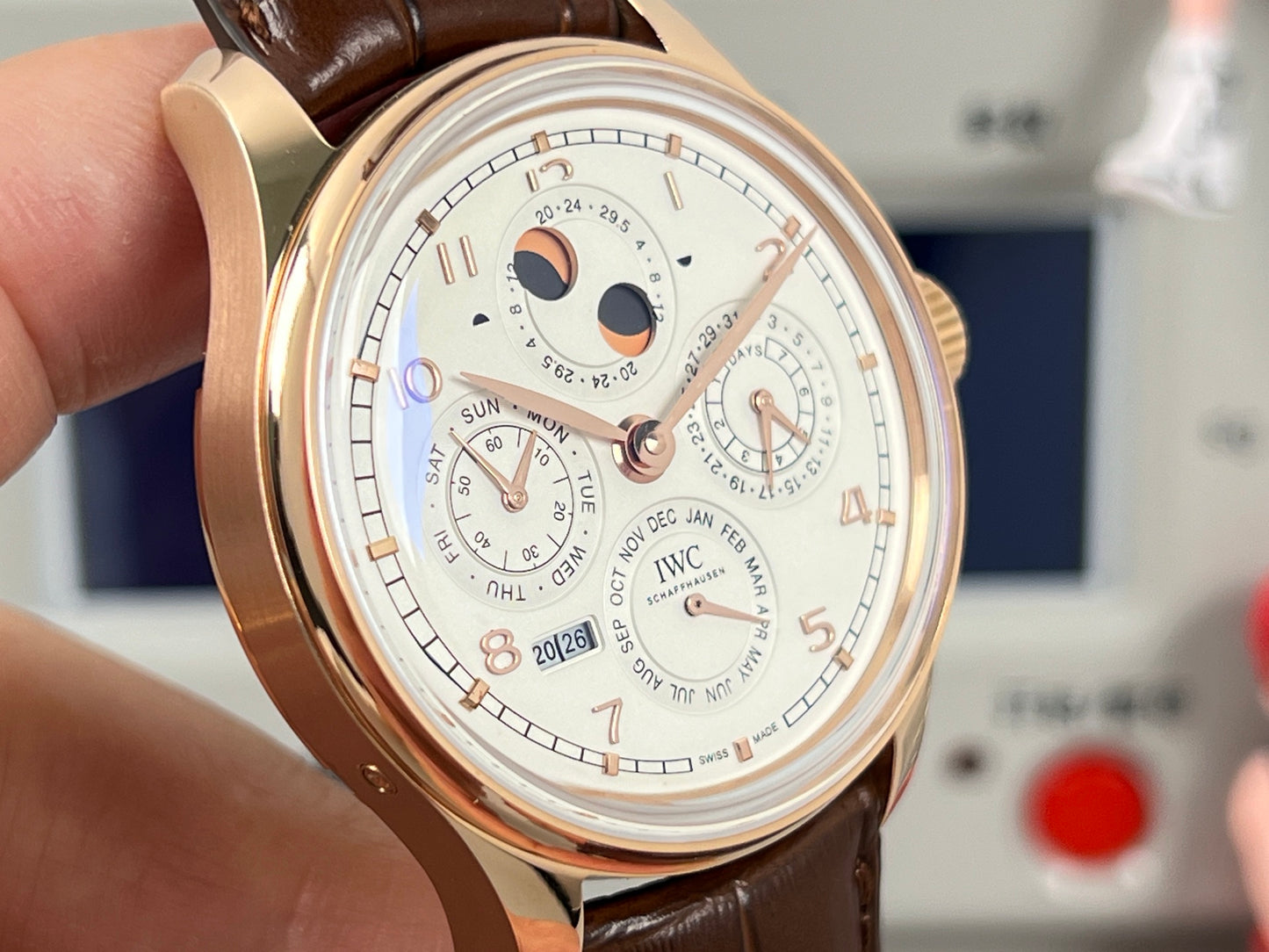 White Yellow gold -Per Calendar - Brown Leather - Automatic - 41mm