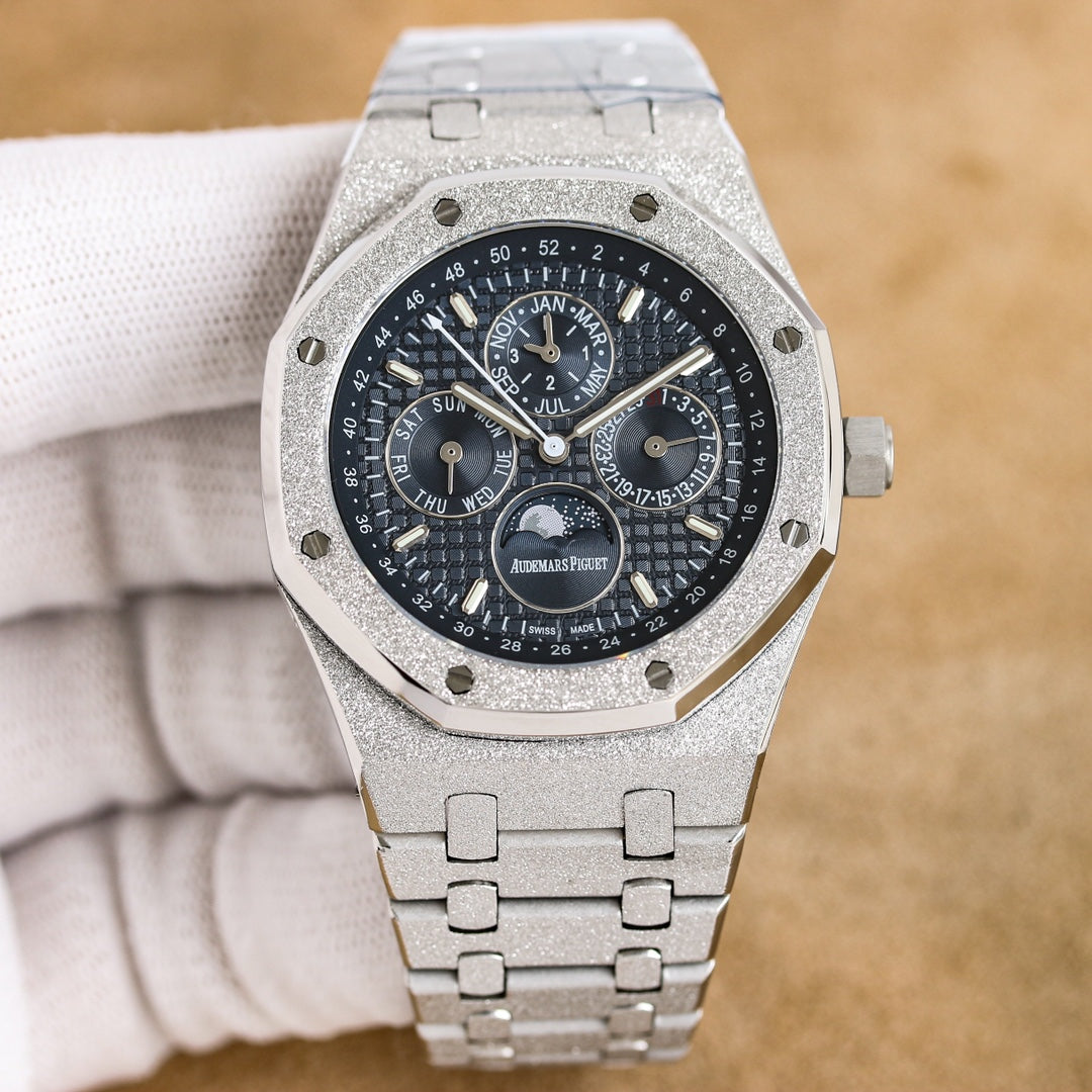 TOP! Frosted Black - White Steel - Automatic - 41mm