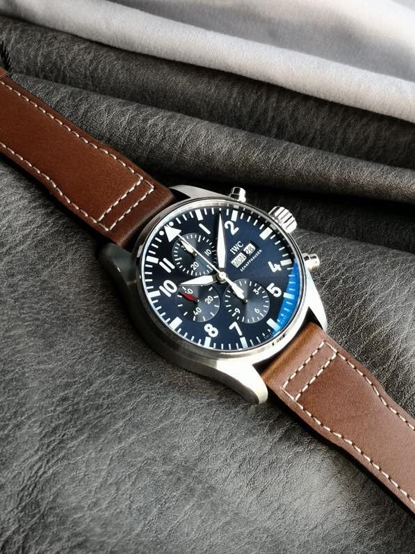 Chronograph -IW377714- Blue Silver - Brown Leather - Automatic - 43mm