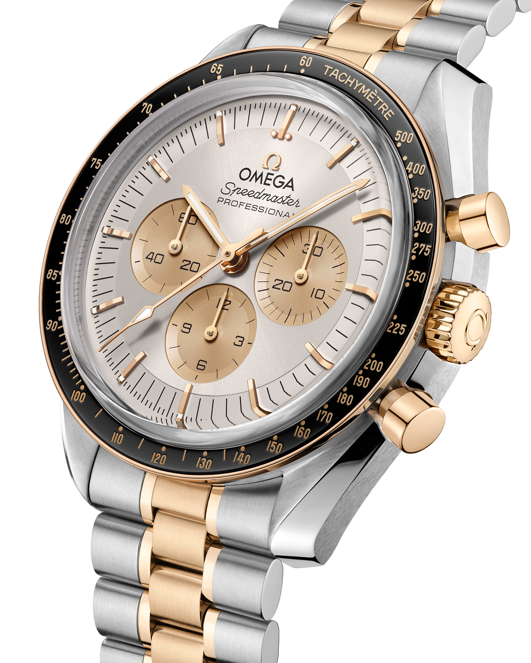 Chronograph -Moon- Silver -Yellow Silver 316L Steel- Manual winding - 42mm