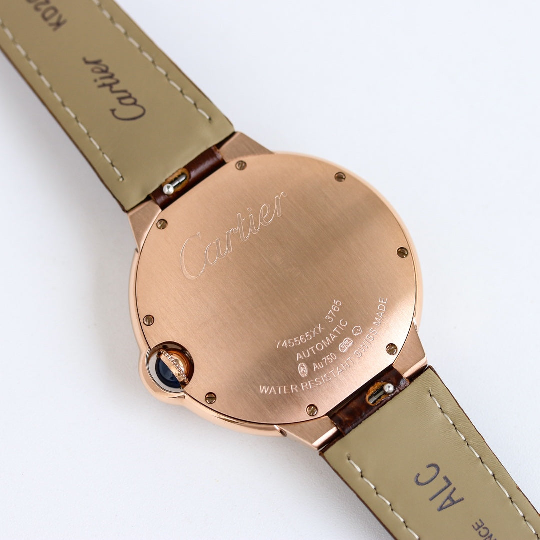 Luxury Diamond Bezel- White Rosegold- Brown Leather - Automatic - 36/42mm
