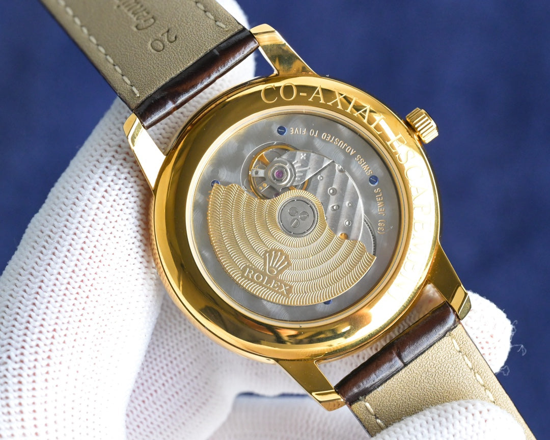 Yellow White - Black Leather - Automatic - 42mm