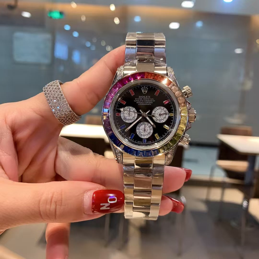 Chronograph -Rainbow Dial Luxury- 904L Steel Watch -Quartz- 40mm