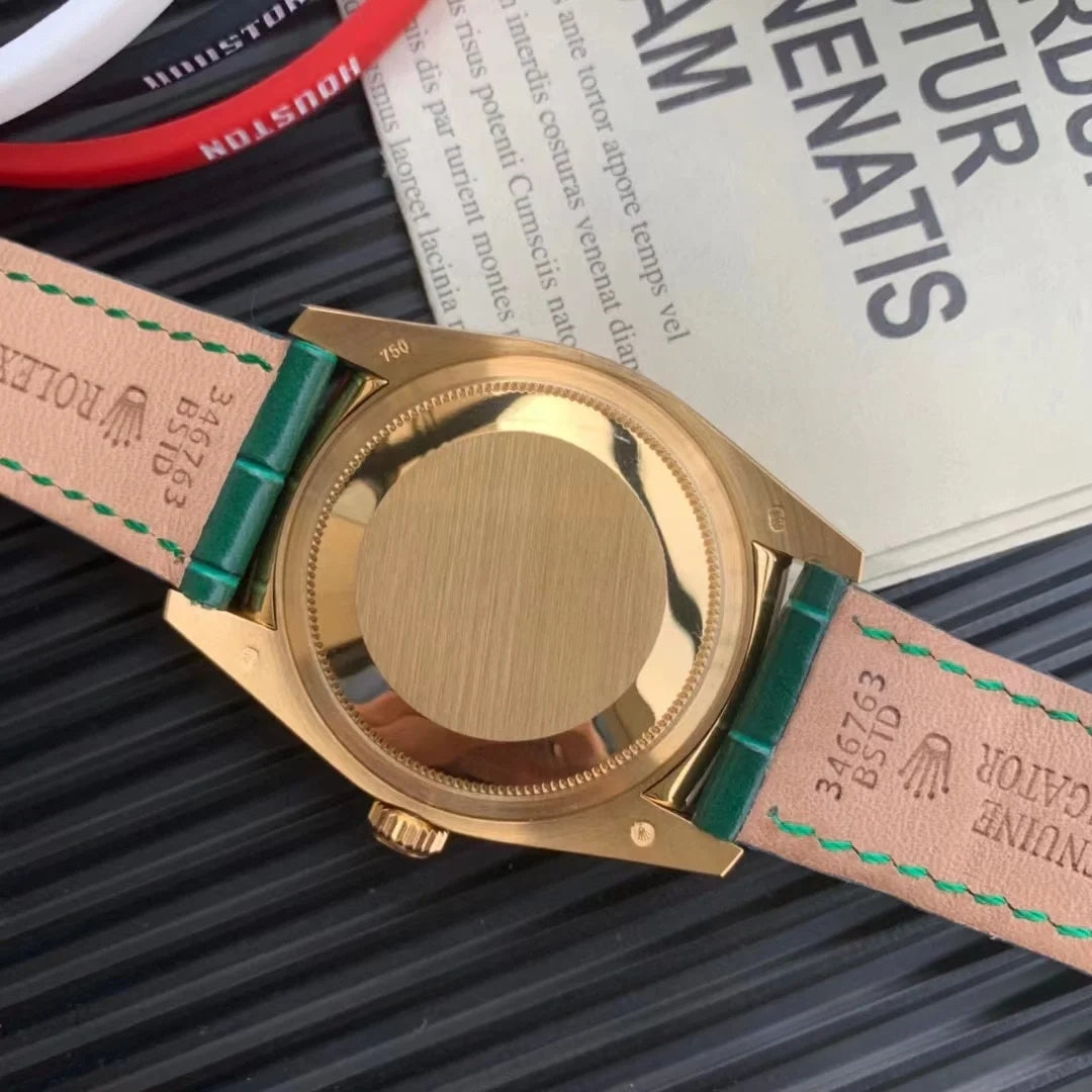 D-date- M118138- Green Yellow gold - Green Leather- Automatic - 36mm