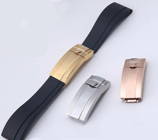 Black Rubber Strap with Gold/Silver/Rosegold clasp for DTN 40mm
