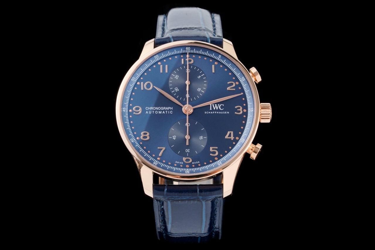 Chronograph -Blue- Yellowgold - Blue Leather - Automatic 69355 - 41mm