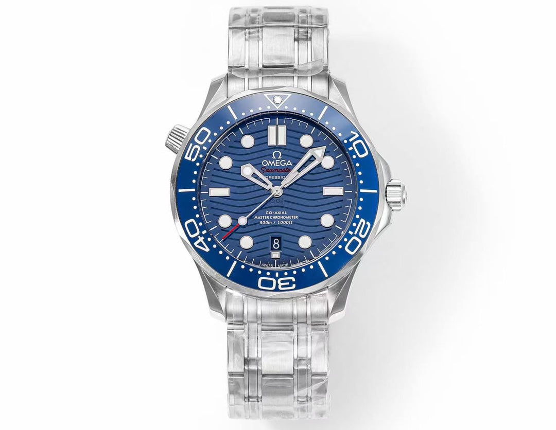 🔥Limited Time Offer!-VS- 210.30.42.20.03.001- Blue -Silver 904L Steel -Free Rubber Strap- Automatic -42mm