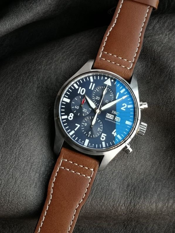 Chronograph -IW377714- Blue Silver - Brown Leather - Automatic - 43mm
