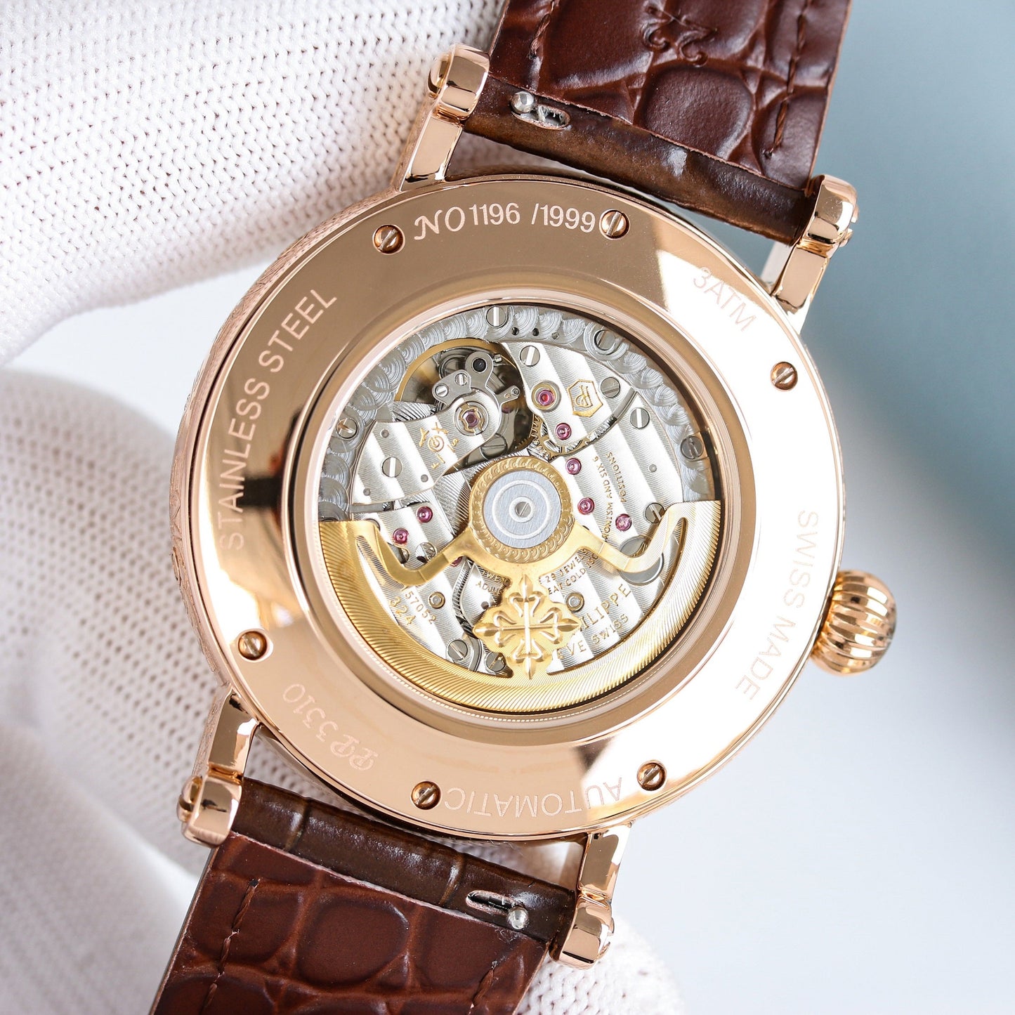 Rose gold -White Silver - Brown Leather - Automatic - 42mm