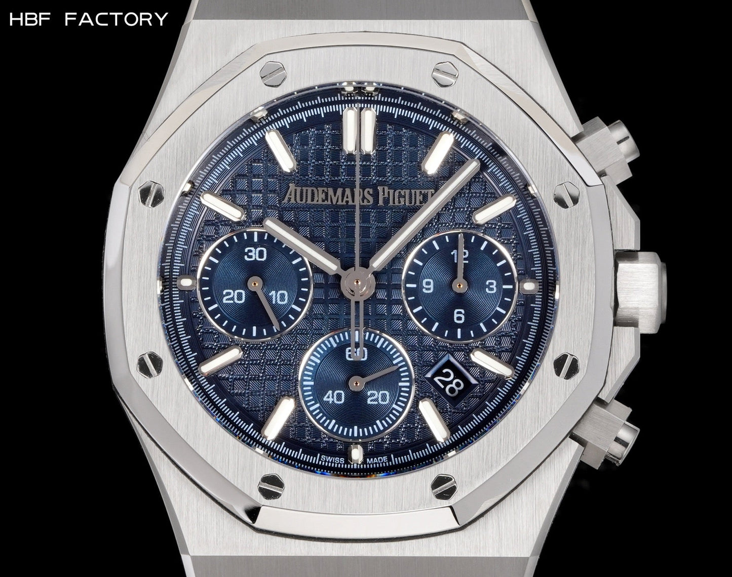 Chronograph- HBF-26240st- Blue -Silver 904L Steel- Automatic - 41mm