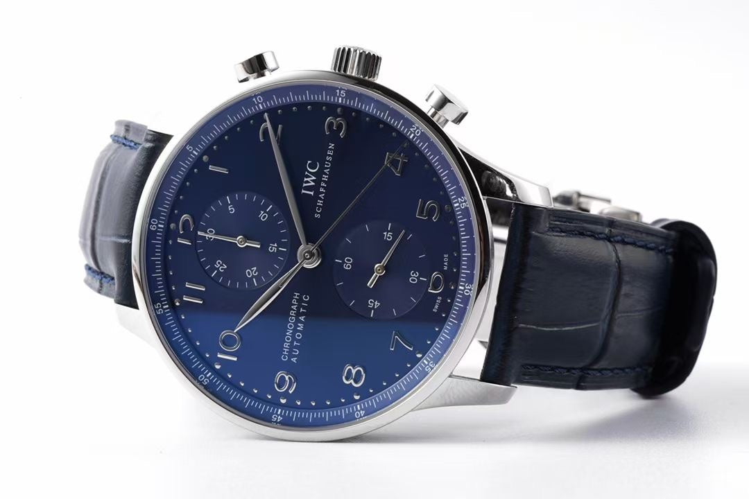 Chronograph -Blue- White Silver- Blue Leather - Automatic 69355 - 41mm