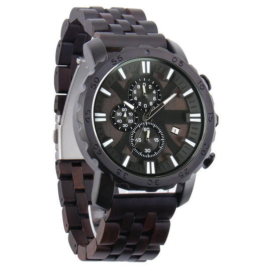 Wooden Round Dial Quartz Watch -41mm