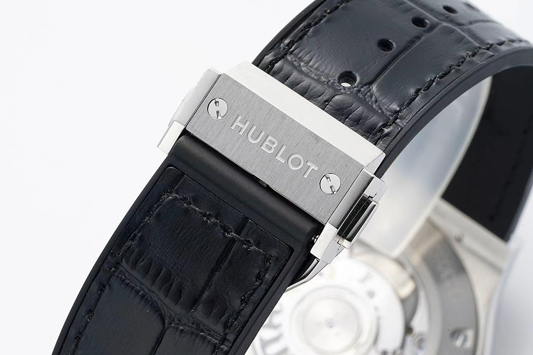 White - Silver 904L Steel - Black Leather - Automatic - 42mm