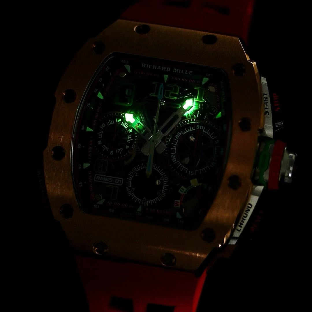Chronograph - Rosegold Ceramic- Black Rubber- Quartz - 41*49mm